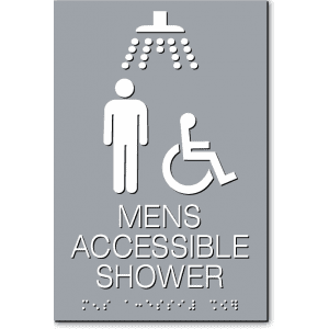 

MENS ACCESSIBLE SHOWER Sign-Gray / White (2 Units)