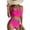 Hot Pink #062, variant on Two Piece Swimsuit for Women Bikini Tie Back Scoop Neck High Waisted Full Coverage Solid Color Cutouts Bows Hot Pink M
