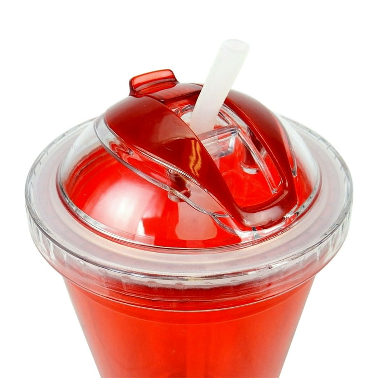 17 Oz Double Wall Plastic Drink Tumblers with Lids and Straws