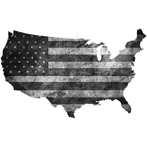 USA Map Subdued Black White Decal US Tattered American Flag 3M Reflective  sticker 5" - Walmart.com