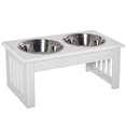 thumbnail image 1 of PawHut Bol Double de Luxe pour Chien Station d'Arrosage, Blanc, 1 of 10