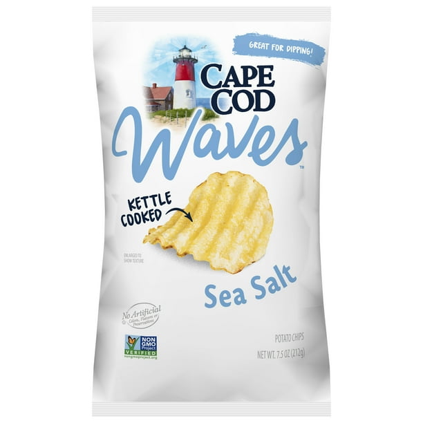 Cape Cod Potato Chips, Wavy Cut Sea Salt Kettle Cooked Chips, 7.5 oz