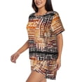 thumbnail image 2 of Picia Hand Drawn Vintage Coffee Pajamas Sets for Women Soft Short-Sleeved Pjs with Lounge Shorts Two Piece Sleepwear-Large, 2 of 9