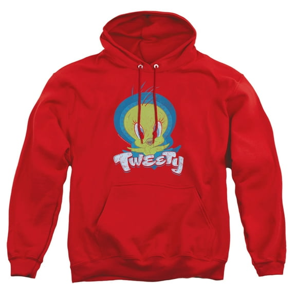 Looney Tunes Tweety Swirl Unisex Adult Pull-Over Heather Hoodie, Small, Red
