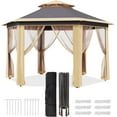 thumbnail image 2 of AOILE Hexagonal Pavilion – Outdoor Hexagonal Canopy with Mesh Sides & Zipper Door, Steel Frame & Weather-Resistant Polyester Top, 2 of 6