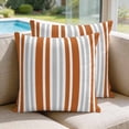 thumbnail image 2 of 24x24 Pillow Covers Set of 2, Burnt Orange Grey Stripe Square Throw Pillow Covers for Couch/Sofa/Living Room, Farmhouse Minimalist Striped Decorative Soft Pillowcases for Couch Throw Pillows, 2 of 9