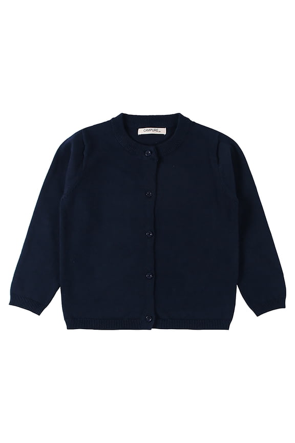 Toddler Boys Girls Crewneck Cardigan Sweaters Long Sleeve Kids Button Cotton School Uniform Knit Tops Outwear Navy Size 12M-6