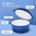thumbnail image 4 of Hawsaiy 2-in-1 Cast Iron Dutch Oven Pot, Enameled Pots with Lid for Bread Baking, Cooking, Stewing, Heavy-Duty & Nonstick, Oven Safe up to 500°F, Dual Handles, Works on All Stovetops,Blue, 4 of 11
