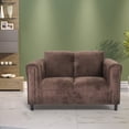 thumbnail image 3 of DeeHome Dark Brown Suede Loveseat Sofa for Living Room, Modern Décor Love Seat Mini Small Couches for Small Spaces and Bedroom with Solid Wood Frame, 3 of 5