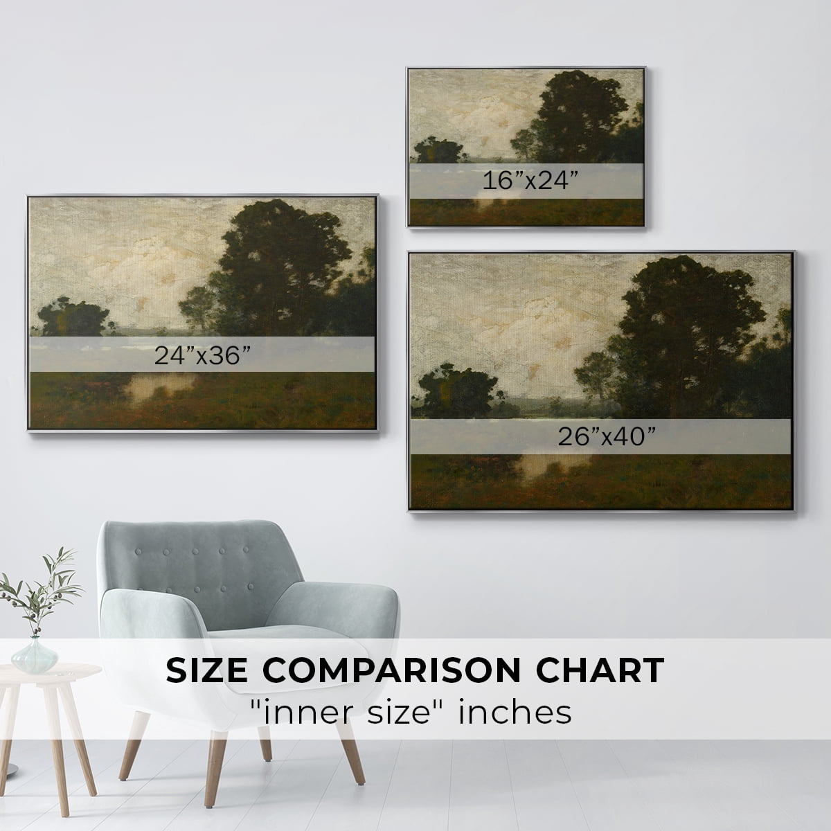 Vintage Landscape-MIV By Wexford Home Framed in Silver Wood Gallery Wrapped Canvas 17 in. x 25 in.