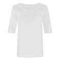 thumbnail image 5 of Blmnix Casual Tops for Women Elbow-Length White High Neck Basic Solid Loose Blouse Fashion Shirts, 5 of 5