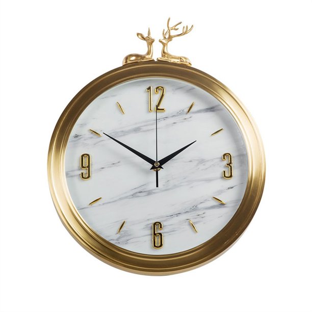 Reloj de pared de cobre de estilo europeo, luz de lujo, moda de hogar, decoración de arte de la pared, reloj silencioso
