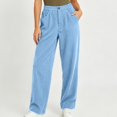 thumbnail image 2 of Diufon Corduroy Pants Women Elastic High Waist Straight Leg Pant Baggy Fall Winter Warm Trousers with Pockets, 2 of 8