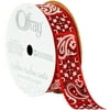 Offray Ribbon, Red 7/8 inch Bandana Satin Ribbon, 9 feet