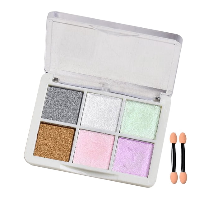 011 6-Color Solid Aurora Mirror Nail Powder Set with 2 Sponge Sticks, Multi-Color Shimmer Pigment for DIY Manicure, Optional Types Available, Compact Size 67*48*30mm, Lightweight 120g Package
