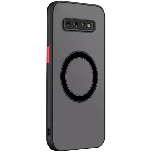 Galaxy S10 Case [Support Magsafe Charger] Wireless Anti-Scratch Shockproof Matte Clear Transparent Camera Protector Slim Thin Protective Phone Cover Case for Samsung Galaxy S10-Black