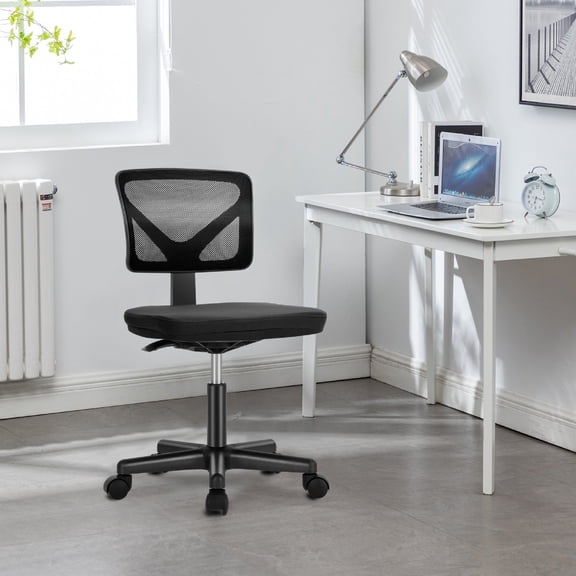 LIFERECORD Armless Office Computer Desk Chair, Ergonomic Low-Back Mesh Rolling Work Swivel Chairs with Wheels, Black