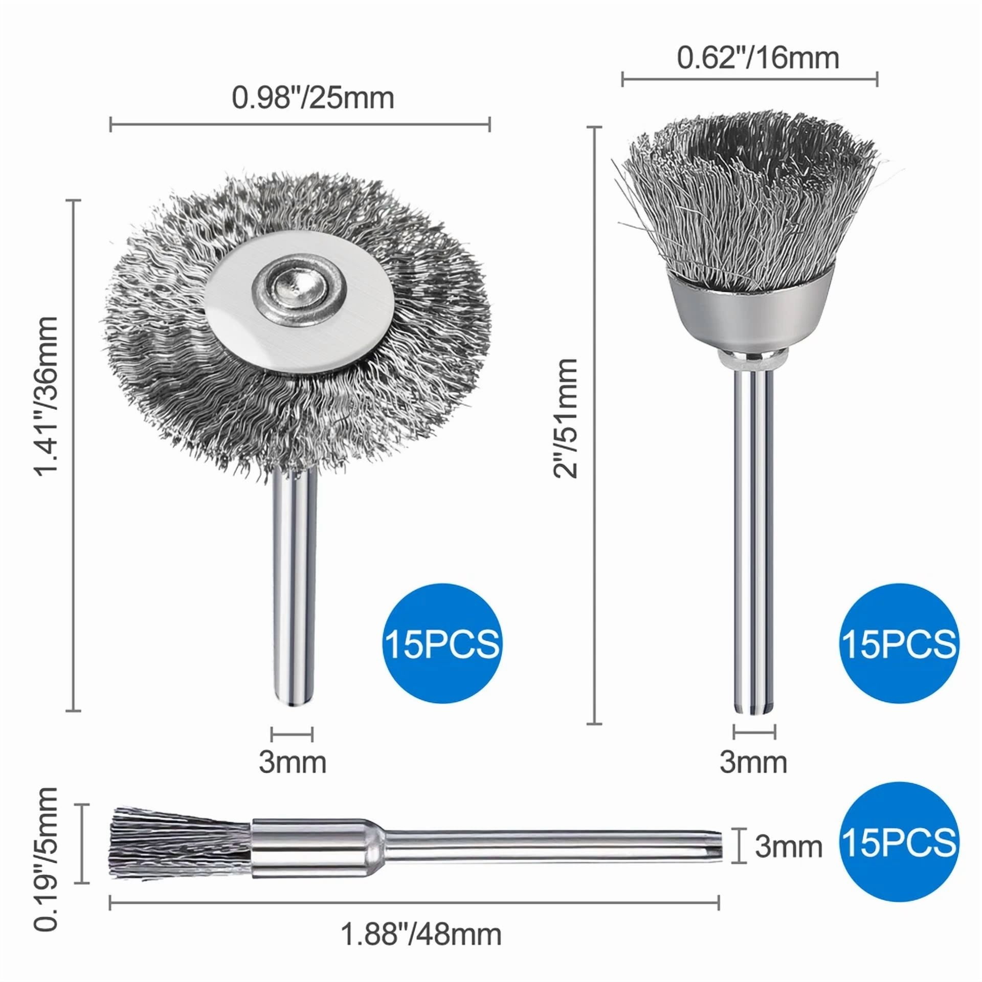 FLINT - 45X Wire Wheel Cup Pen Brush Mix Set For Dremel Rotary Tool Accessories Grinder