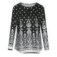 thumbnail image 4 of Pntutb Mujeres Moda Impreso Casual Cuello en V Manga larga Botón suelto Camiseta Blusa tops Pntutb Pntutb-4364, 4 of 5