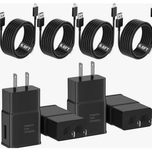 Typpkmm Type C Charger Fast Charging, 4 Pack USB C Android Phone Wall Charger 6.6ft, Black