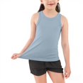 thumbnail image 4 of GiLiling Girls Ribbed Knit Crop Tank Top Crew Neck Sleeveless Dance Sports Shirt for Gym Yoga Everyday Wear (Sky Blue, 11-12 Years), 4 of 4