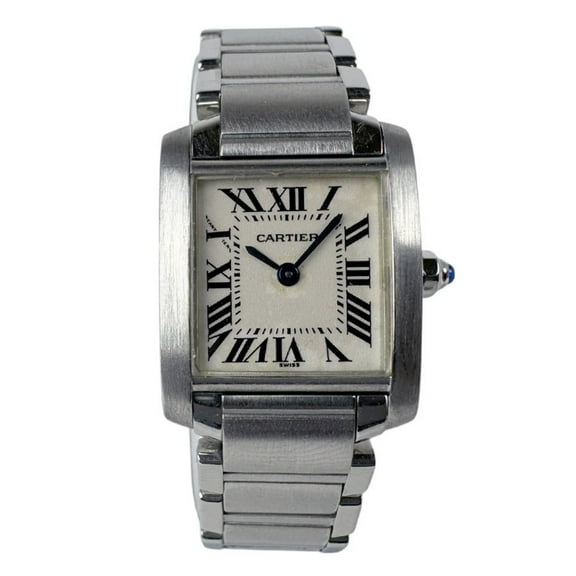 Pre-Owned CARTIER Watch Tank Francaise SM Stainless Steel Silver x White Ladies Quartz (Good)
