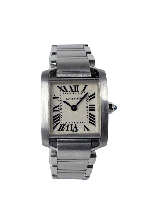 Pre-Owned CARTIER Watch Tank Francaise SM Stainless Steel Silver x White Ladies Quartz (Good)