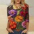 thumbnail image 2 of CYMMPU 3/4 Sleeve Blouses for Women Dressy Casual Round Neck Tunic Tops Floral Printed Loose Fit Spring Tops Summer Fashion Shirts Lightweight Basic T-Shirts Multicolor S, 2 of 5