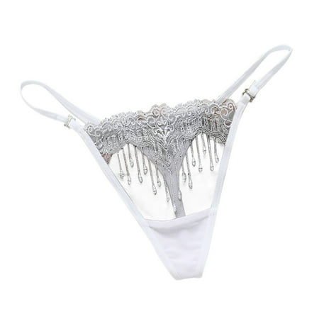 

TAIAOJING Seamless G-string Thong For Women Embroidered Underwear Hot Transparent Low-Waisted Hollow Women s Brief