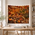 thumbnail image 5 of Harvest Porch with Pumpkins, Apples and Wheat, Cozy Illustration for Fall Lovers, Seasonal Decor, Thanksgiving Hostess Gift, Tapestry Wall Hanging for Kitchen and Dining Room, 5 of 7