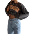 thumbnail image 4 of Kmbangi Femmes Printemps Sweat-Shirt à Manches Longues Alphabets Motif à Capuche Baggy, 4 of 9