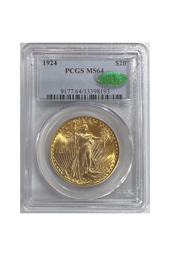 1924 $20 Gold Double Eagle Saint Gaudens Coin PCGS MS-64 CAC