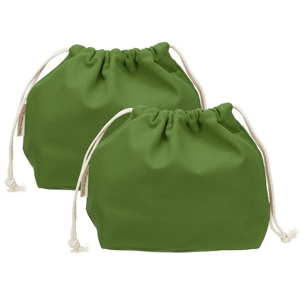 Uxcell 2 Pcs Bolsa de Maquillaje con Cuerda, 7.3" Bolsa Cosmética de Lona Organizadora de Artículos de Tocador para Viaje, Accesorios de Tocador, Verde