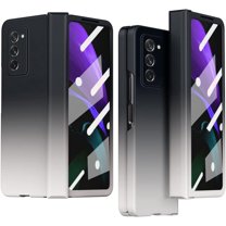 for Samsung Galaxy Z Fold 2 5G Case, with Glass Screen Protector & Hinge Protection Gradient Color Z Fold2 Phone Case Cover Women Men Hard Slim Thin for Galaxy Z Fold 2 Case (Black White)