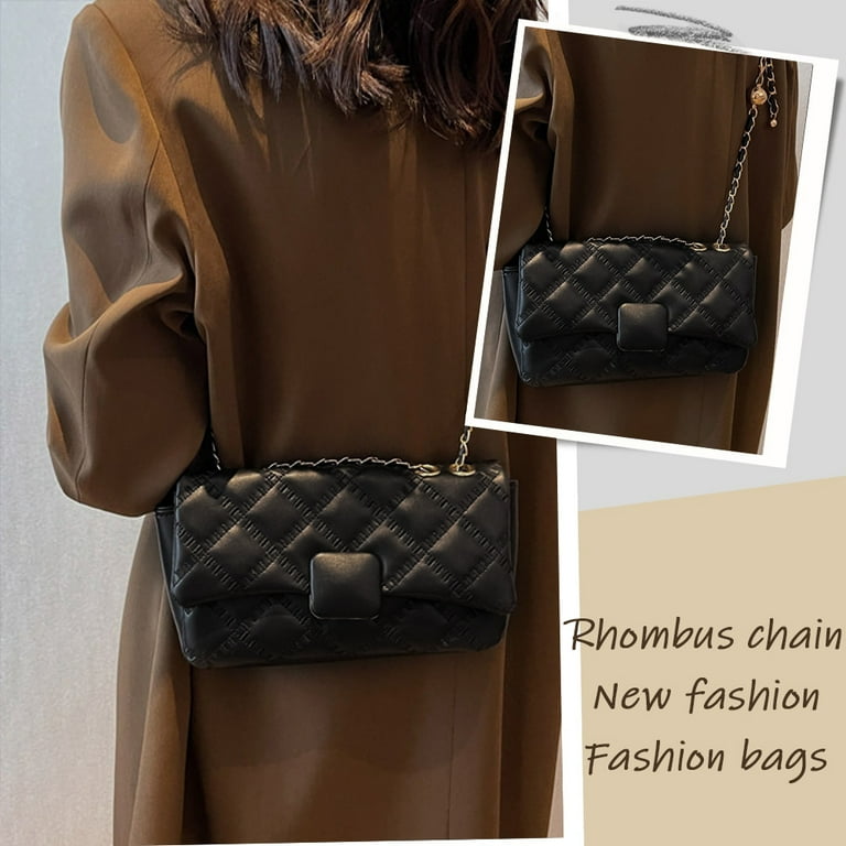 Small Women Leather Crossbody Bag for Clutch Purse Designer Shoulder Bag Chain Quilted Cross Body Bag black G153017