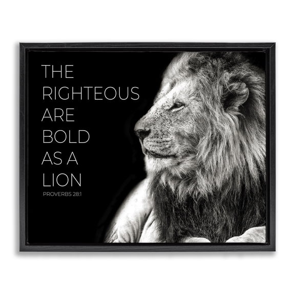Stupell Industries Traditional The Righteous Bold As A Lion Black Floating Frame Canvas Art, 21 x 17, by Shelley Lake