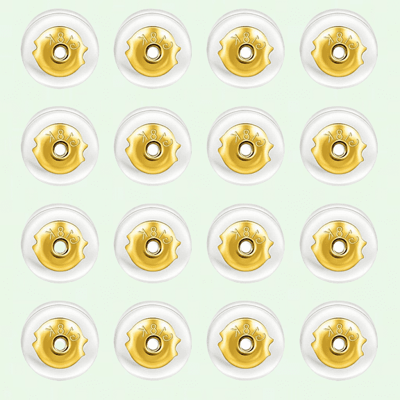 18K Gold Earring Backs for Studs - Set of 16, Hypoallergenic, No-Irritation Earring Backs for Droopy Ears - Adults and Children (Gold)