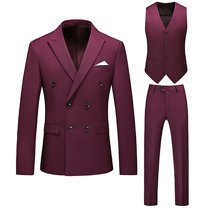 Dpytoraw Male Slim Fit Business Wedding Party Suit Top And Bottom Three Piece Set Double Suit