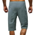 thumbnail image 3 of Hvyesh Men Cotton Linen Work Shorts Big and Tall Summer Beach Shorts Elastic Waist Drawstring Shorts Lightweight Work Outdoor Fishing Shorts, 3 of 8