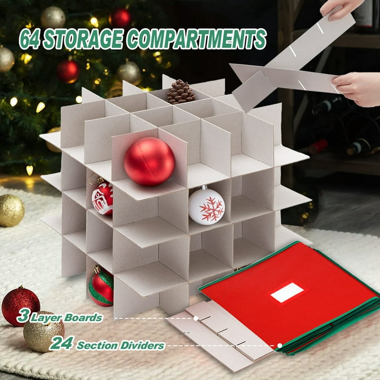 PayUSD Christmas Ornament Storage Box Stores up to 64 Holiday Ornaments  Non-Woven Tear-Proof Christmas Ornament Storage Containers Xmas Ornament