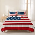thumbnail image 3 of Full Quilt Set 78''x90'', 4th of July Lightweight Summer Bedspread Coverlet Set with 2 Pillow Shams, Red Stripes Independence Day Breathable All Season Quilt Bedding for Bedroom/Guest Room, 3 of 9