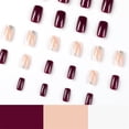 thumbnail image 5 of Fofosbeauty 24pcs Press on False Nails, Square Fake Nails, Short Square Op-Art Brown Redwine, 5 of 8