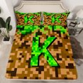 thumbnail image 2 of Manfei Letter Monogrammed K 4 Pieces Queen Sheet Sets for Teens Boys Girls,Construction Game Ultra Soft Flat Sheet,Building Blocks Queen Fitted Sheet,Microfiber Bedroom Decor, 2 of 7