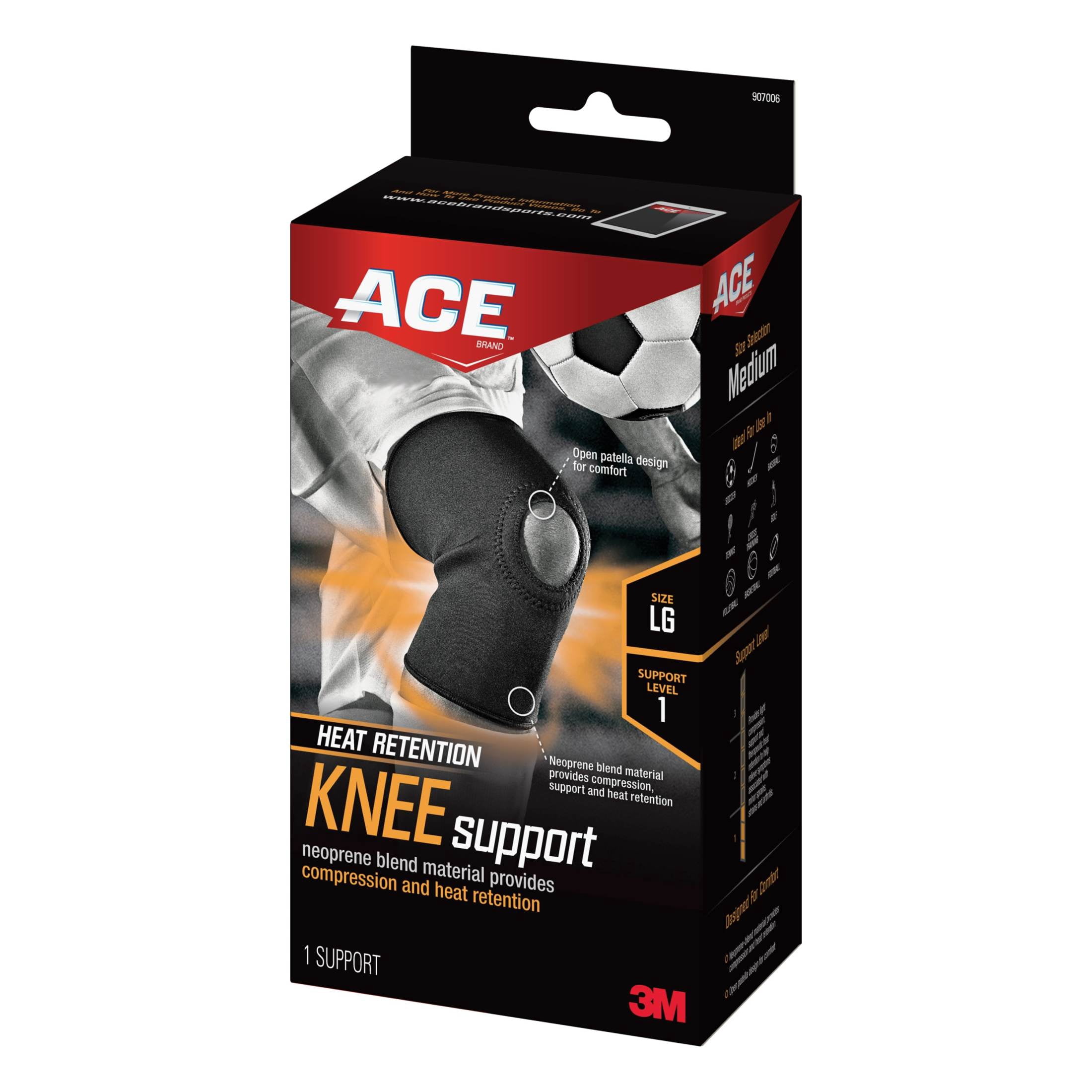 (2 pack) ACE Brand Neoprene Open Knee Support, Heat Retention, 1 Support