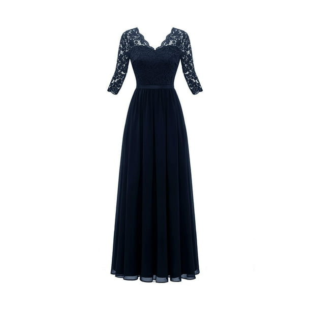 Vestido de noche largo elegante para mujer, con escote en V, para dama de honor y boda