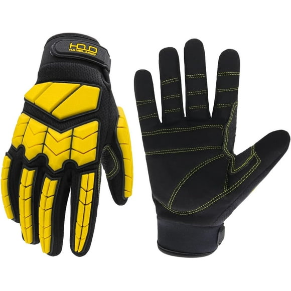 shiyou-Anti Vibration Work Gloves Men,TPR Impact Protection Gloves,SBR Fingers & Palm Padded Safety Impact Reducing Mechanic Gloves