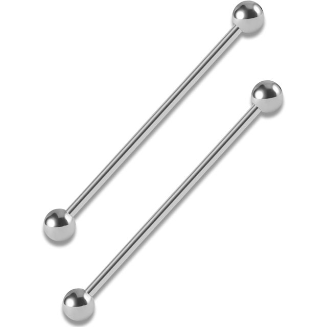 2PCS 14G G23 Titanium Straight Barbell Tongue Rings Nipple Barbell Ring Bars Cartilage Earring Body Piercing Jewelry Externally Threaded