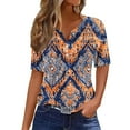 thumbnail image 1 of Staron Womens Summer Shirts Button Down Trendy Shirts Dressy Casual Short Sleeve Basic Spring Summer V Neck Tops Tunic, 1 of 5