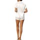 thumbnail image 3 of Conjunto de pijama de satén para mujer INSPIRE CHIC, camisa de botón de manga corta con pantalones cortos, 2 piezas, ropa de descanso, pijama XS blanco, 3 of 6