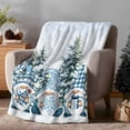 thumbnail image 2 of Christmas Flannel Blanket for Bed,Travel and Camping, Blue Plaid Xmas Gnome Pine Tree Box Snowflakes Super Soft Cozy Blanket for All Seasons 32"x48", 2 of 9